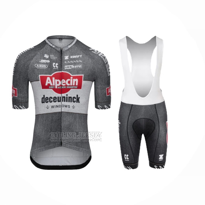 2024 Cycling Jersey Alpecin Deceuninck Gray Short Sleeve And Bib Short